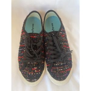 Anthropology Seavees Tweed Black Sneakers